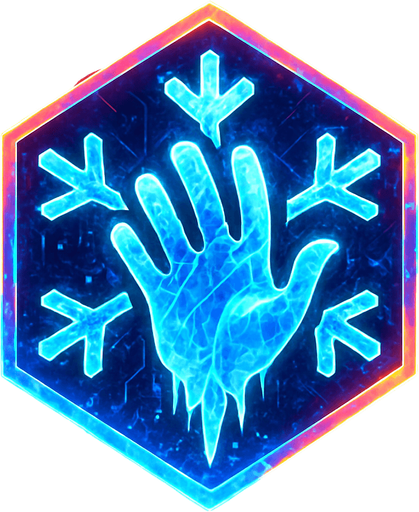 Ability icon 'Ice freeze' . cyberpunk. abstract. Futuer. different colors. HD colors