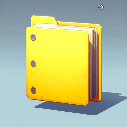 A yellow folder document.
Single Game Texture. In-Game asset. 2d. Blank background. High contrast. No shadows.