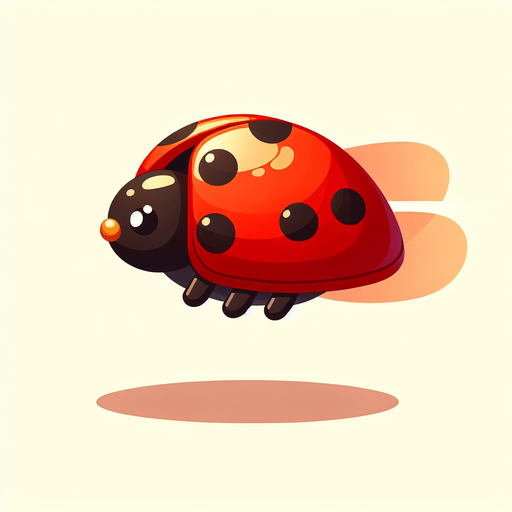 flyn lady bug 2d cartoon objek.
Single Game Texture.  In-Game asset.  2d.  Blank background.  High contrast.  No shadows