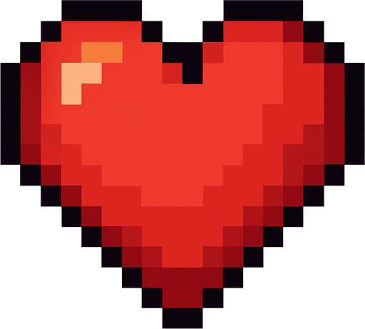 Pixel kalp.
In-Game asset.  2d.  High contrast.  No shadows