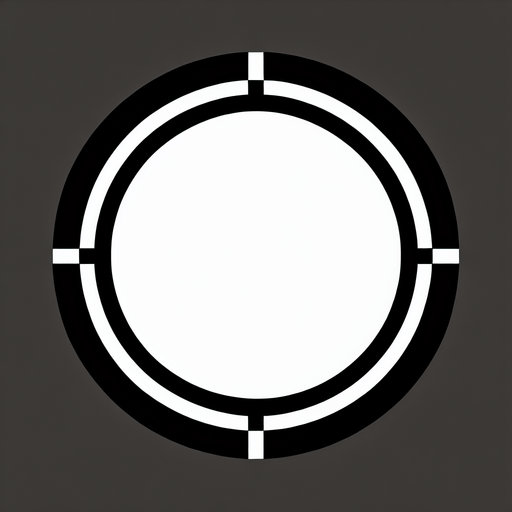 white circle with a single thin black border. flat shade. simple graphic.
Single Game Texture. In-Game asset. 2d. Blank background. High contrast. No shadows.