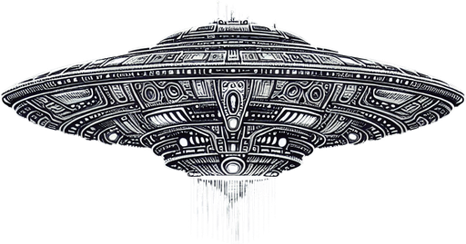 Alien Mothership.
2d.  Blank background.  High contrast.  No shadows