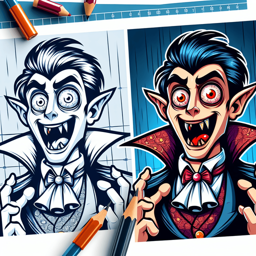 Cartoon vampire.
Single Game Texture. In-Game asset. 2d. Blank background. High contrast. No shadows.