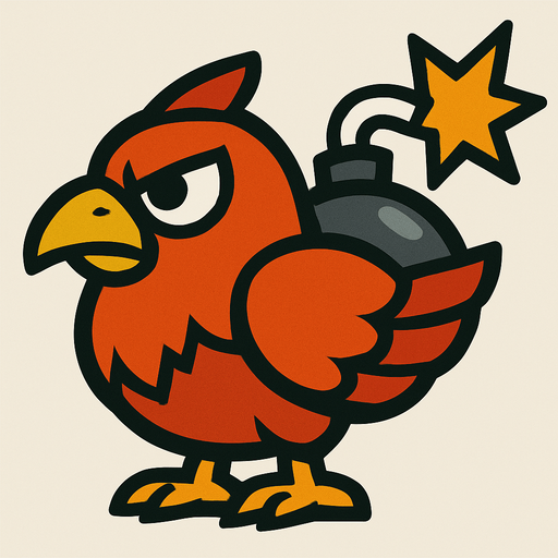 2d bird bomber.
In-Game asset.  2d.  High contrast.  No shadows