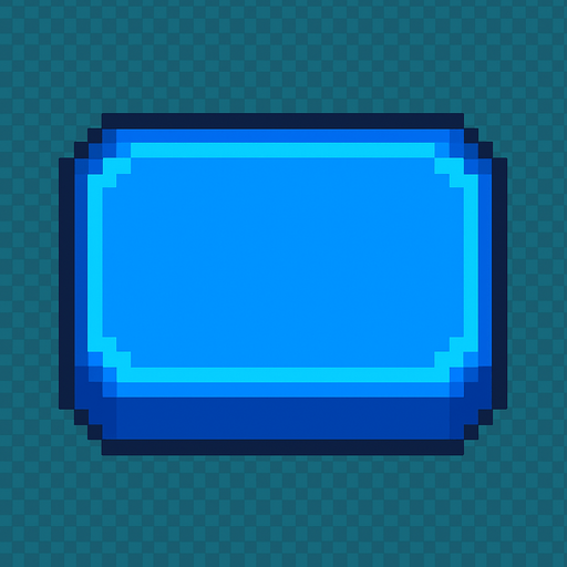 Blank blue button 2d pixilated topdown.
In-Game asset.  2d.  High contrast.  No shadows
