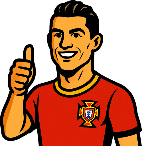 ronaldo s making thumbsup.
In-Game asset.  2d.  High contrast.  No shadows