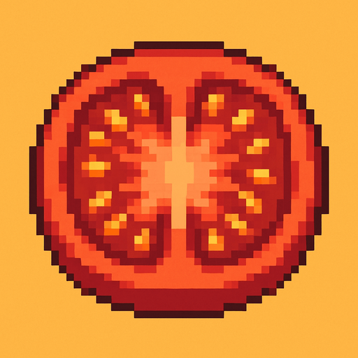 tomato slice pixel art.
In-Game asset.  2d.  High contrast.  No shadows