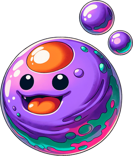 snes anime dragon quest style slime enemy.
Single Game Texture.  In-Game asset.  2d.  Blank background.  High contrast.  No shadows