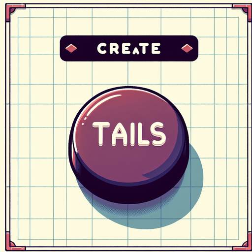 a button saying 'tails'.
In-Game asset. 2d. Blank background. High contrast.