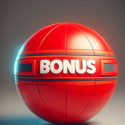 A red ball with the words bonus.
Single Game Texture. In-Game asset. 2d. Blank background. High contrast. No shadows.