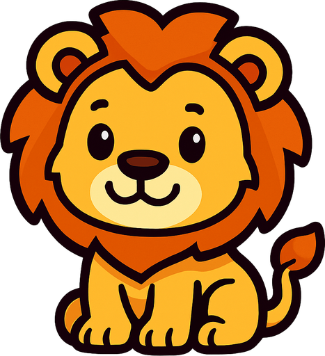 cute lion.
In-Game asset.  2d.  High contrast.  No shadows