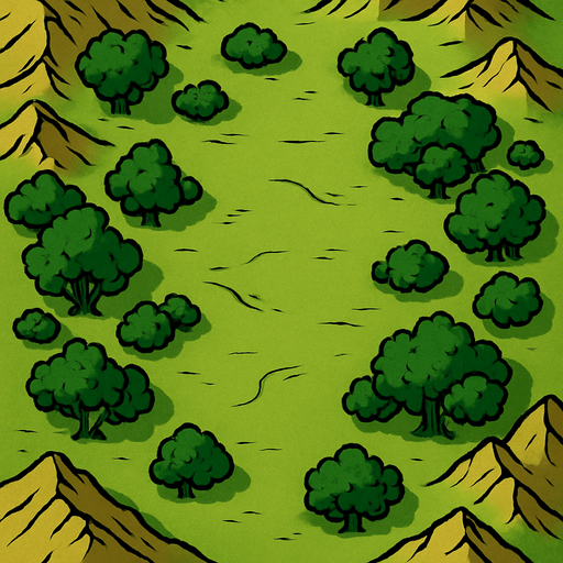 Üstten olacak şekilde hafif ormanlık ve dağlık olacak şekilde çayır.. In-Game asset. 2d. High contrast. Gölgelikler olsun. Map tarzı bir harita..
In-Game asset.  2d.  High contrast.  No shadows