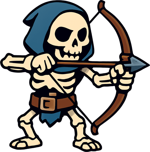arquero esqueleto.
In-Game asset.  High contrast.  No shadows