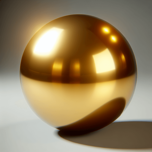 Una esfera de oro.
Single Game Texture.  In-Game asset.  2d.  Blank background.  High contrast.  No shadows