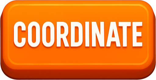 Button "Coordinate". orange color
In-Game asset.  High contrast.  No shadows. 3D