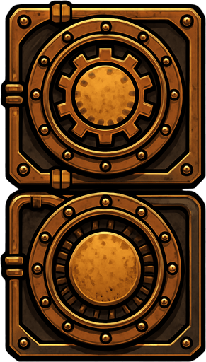 simbolo ":" en estilo steampunk.
In-Game asset.  2d.  High contrast.  No shadows