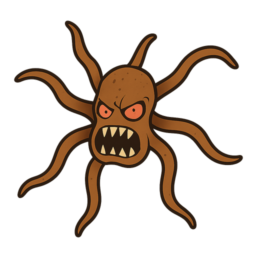 ahtapot şekilli canavar olsun. No background. Transparent background. Blank background. No shadows. 2d. In-Game asset. flat
