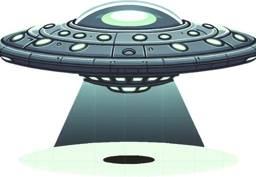 A ufo.
Single Game Texture.  In-Game asset.  2d.  Blank background.  High contrast.  No shadows