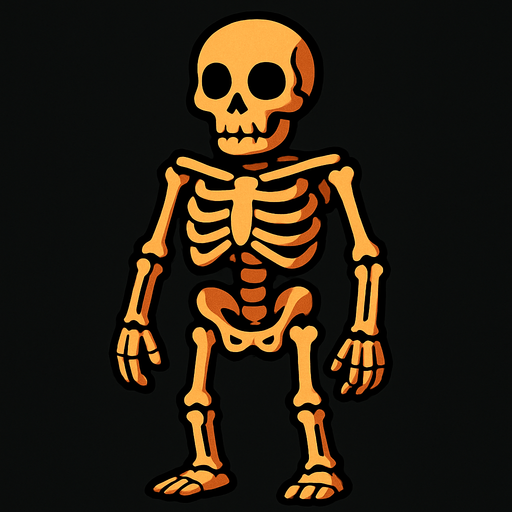 skeleton.
In-Game asset.  2d.  High contrast.  No shadows