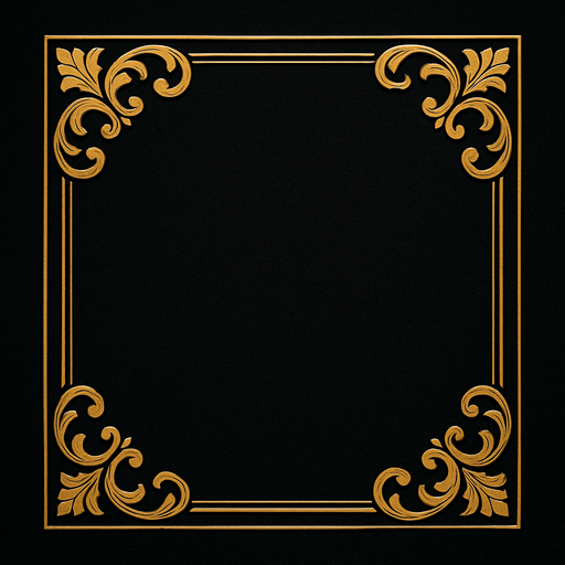 Fondo oscuro con dorado elegante.
In-Game asset.  2d.  High contrast.  No shadows