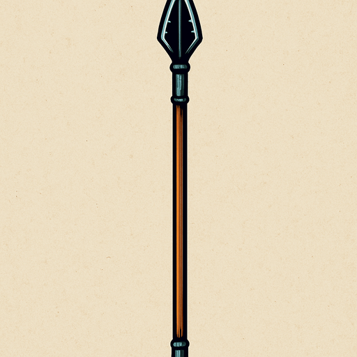 mızrak ucu yukarı olsun..
In-Game asset.  2d.  High contrast.  No shadows uzun ve ince saplı.