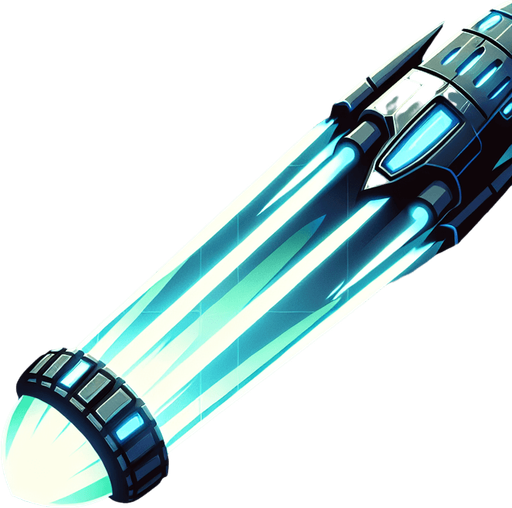Bullets should have a sleek, futuristic design, such as glowing projectiles, plasma shots, or energy beams.
Use bright, contrasting colors (e.g., blue or green) to differentiate them from alien attacks..
Single Game Texture. In-Game asset. 2d. Blank background. High contrast. No shadows.