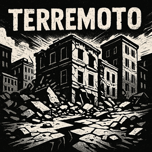 Terremoto, algo realista.
In-Game asset.  2d.  High contrast.  No shadows
