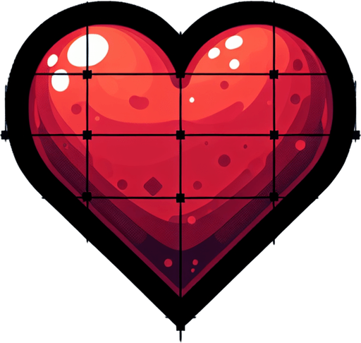 heart.
Single Game Texture. In-Game asset. 2d. Blank background. High contrast. No shadows.