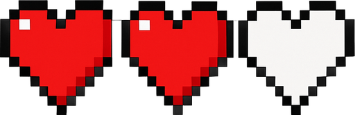 Две разнавидно сти сердца подно и пустое пиксильно хп.
In-Game asset.  2d.  High contrast.  No shadows