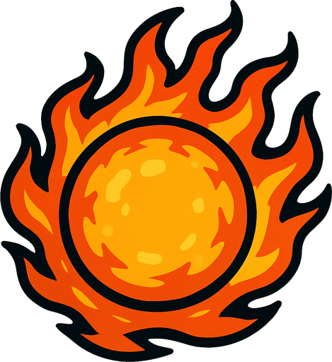 round Fire ball.
In-Game asset.  2d.  High contrast.  No shadows