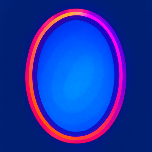 neon pink purple red orange oval filled in blue nuaces.
In-Game asset.  2d.  High contrast.  No shadows