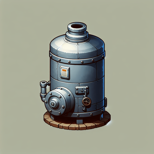 котел в стиле hand-paint.
Single Game Texture.  In-Game asset.  2d.  Blank background.  High contrast.  No shadows