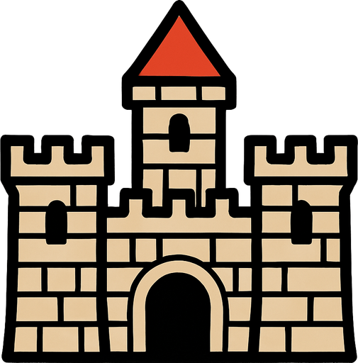 un castillo simple.
In-Game asset.  2d.  High contrast.  No shadows. castillo simple