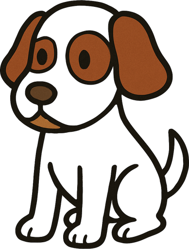 White dog with brown patch on eyes professor Layton game style.
In-Game asset.  2d.  High contrast.  No shadows