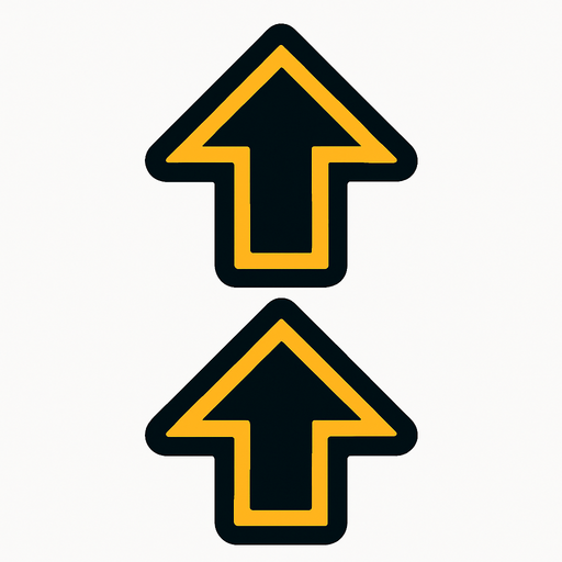 dobble arrow pionting up.
In-Game asset.  2d.  High contrast.  No shadows