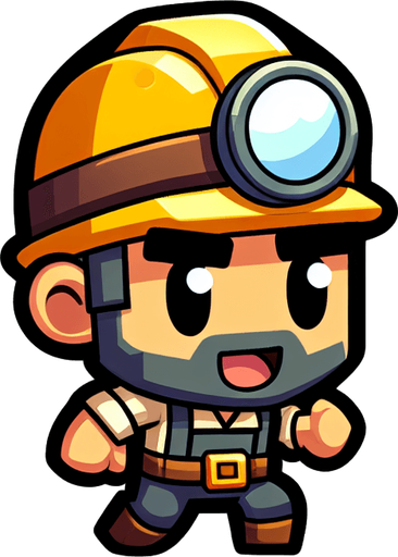 madenci çizgi karakter.
Single Game Texture. In-Game asset. 2d. Blank background. High contrast. No shadows.