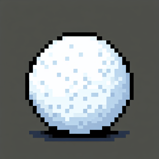 round snowball. pixelated. 8 bit. Single Game Texture. In-Game asset. 2d. Blank background. High contrast. No shadows.