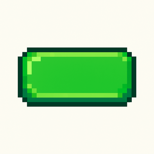 Bana yeşil bir 2d pixel düğme çiz.
In-Game asset.  2d.  High contrast.  No shadows