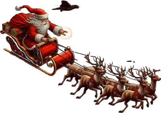 a pergament of Santa Clause on his flying sledge with reindeers, he flees for ravens and leaves a big frosty cloud behind him. There is the text "In Keeper Mode, you can touch santa and swipe your finger into the direction you want to move with extra speed"