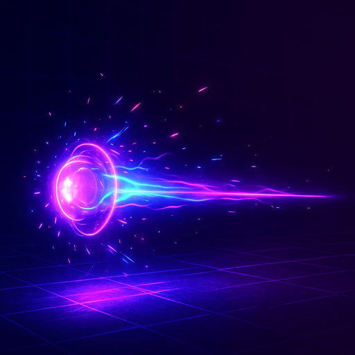 Neon cyberpunk magic projectile effect