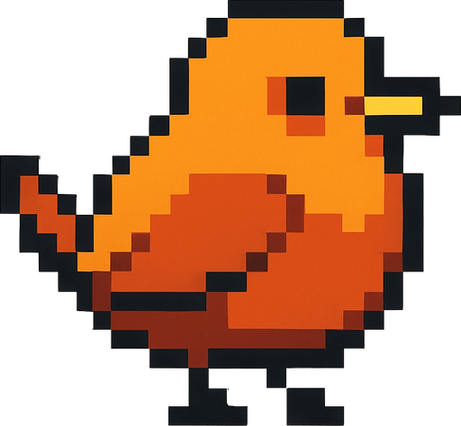pixel art bird.
In-Game asset.  2d.  High contrast.  No shadows