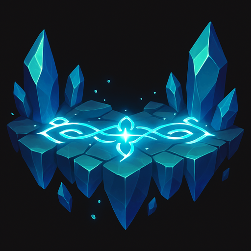 Design a single floating 2D game platform made of levitating crystal shards, connected by glowing magical runes or light energy. No ice or snow. The platform should feel arcane and unique. No background..
In-Game asset.  2d.  High contrast.  No shadows