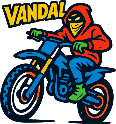 vandal riding dirt bike.
In-Game asset.  High contrast.  No shadows