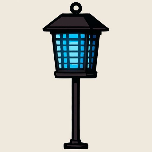 Bug zapper on a pole.
In-Game asset.  2d.  High contrast.  No shadows