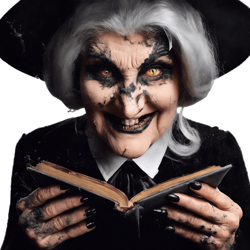 same witch covered in soot after a laboratory explosion, like in cartoons