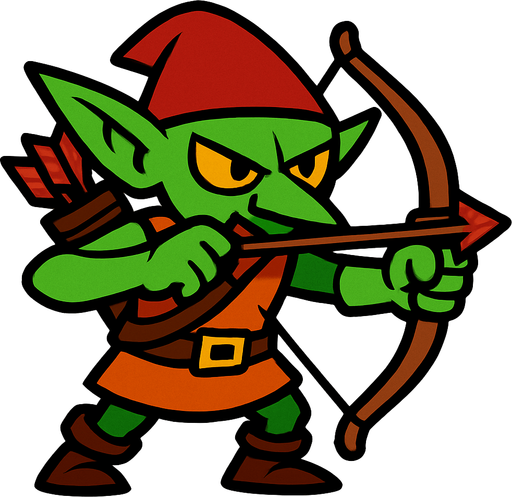 archer goblin.
In-Game asset.  2d.  High contrast.  No shadows