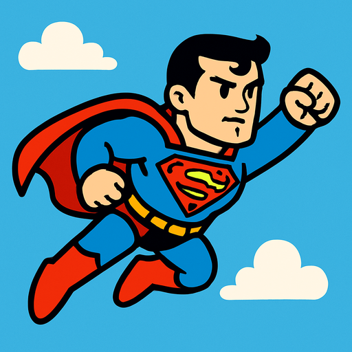 Superman 2d game.
In-Game asset.  2d.  High contrast.  No shadows