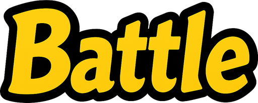 An SVG of the word 'Battle'. text in yellow with a black outline.
In-Game asset.  2d.  High contrast.  No shadows