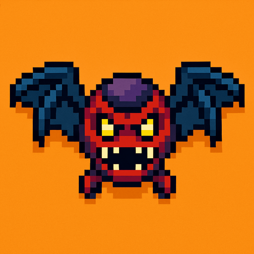 Un enemigo volador visto desde arriba, pixel cartoon..
In-Game asset.  2d.  High contrast.  No shadows