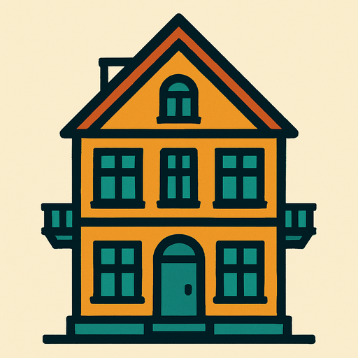 A building.
In-Game asset.  2d.  High contrast.  No shadows